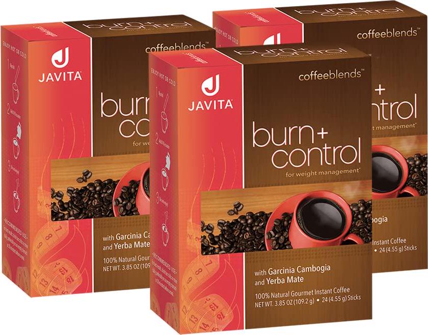 Burn + Control Coffee, Premium 100% South American Arabica, Robusta Blend Coffee, Weight Management Herbs, Garcinia Cambogia and Yerba Mate, Javita