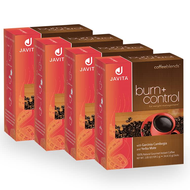 Burn + Control Coffee, Premium 100% South American Arabica, Robusta Blend Coffee, Weight Management Herbs, Garcinia Cambogia and Yerba Mate, Javita