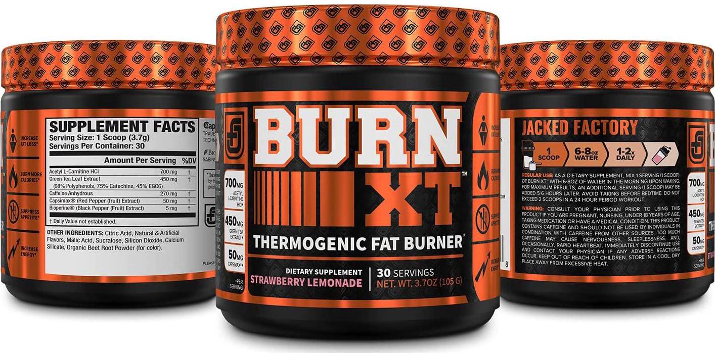 Burn-XT Thermogenic Fat Burner Powder - Weight Loss Supplement, Appetite Suppressant, Pre Workout Energy Booster - Acetyl L Carnitine, Green Tea Extract (EGCG), Capsimax - 30 Sv, Strawberry Lemonade