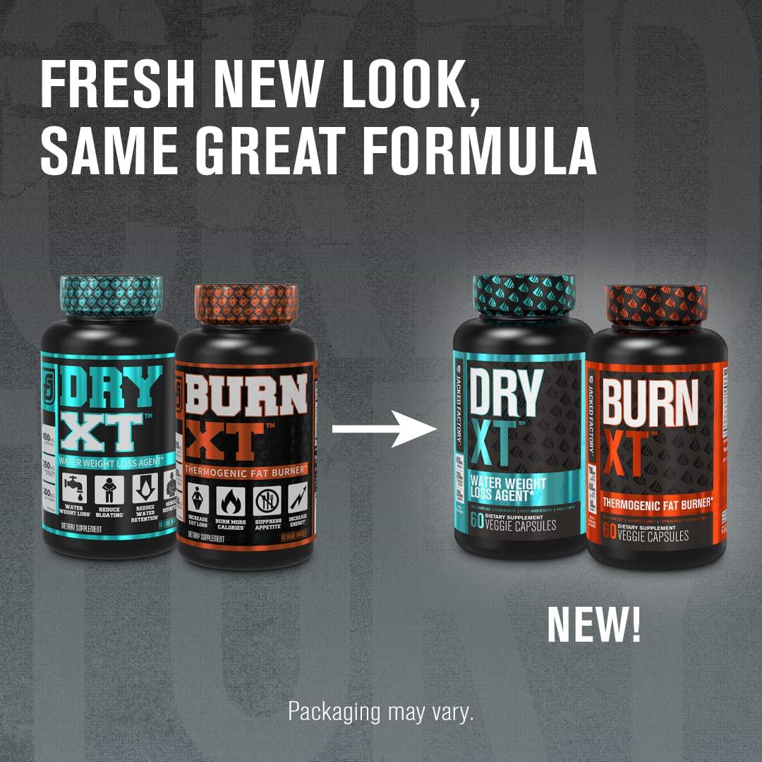 Burn-XT Thermogenic Fat Burner - Weight Loss Supplement and Appetite Suppressant - 60 Capsules and Dry-XT Water Weight Loss Diuretic Pills - Natural Supplement for Reducing Water Retention - 60 Capsules