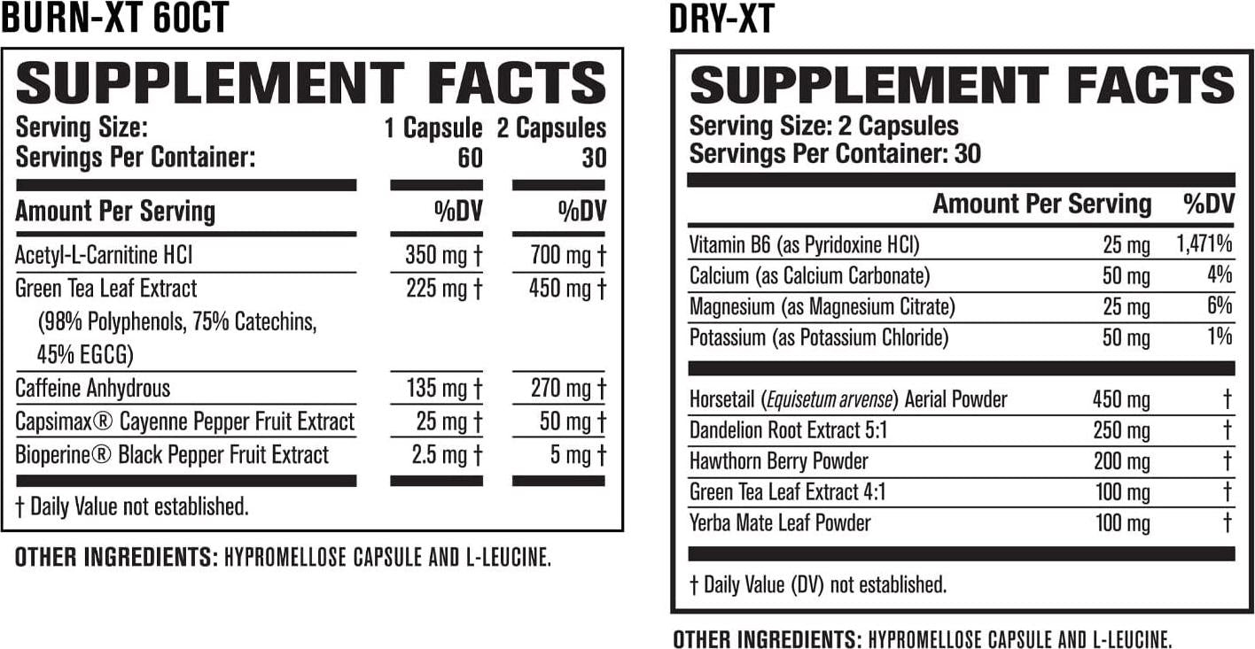 Burn-XT Thermogenic Fat Burner - Weight Loss Supplement and Appetite Suppressant - 60 Capsules and Dry-XT Water Weight Loss Diuretic Pills - Natural Supplement for Reducing Water Retention - 60 Capsules