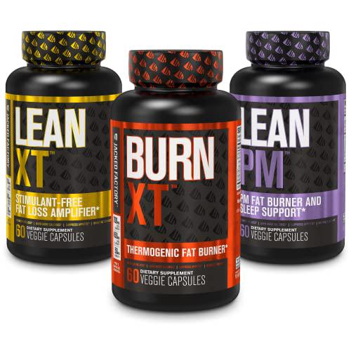 Burn-XT Thermogenic Fat Burner, Lean PM Nighttime Fat Burner and Sleep Aid, Lean-XT Caffeine Free Fat Burner