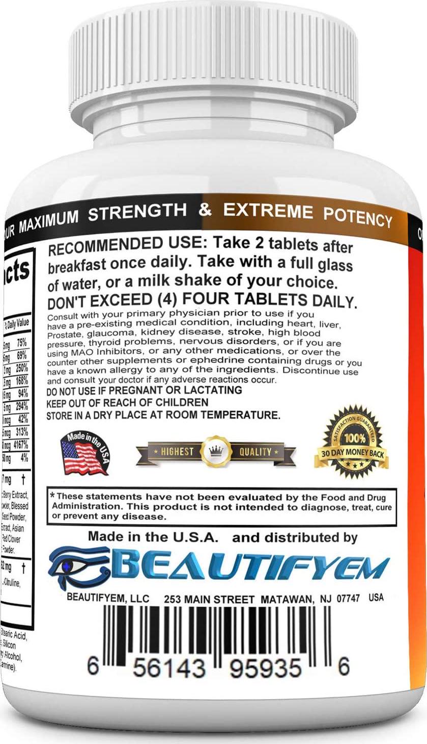 Bust Augmentation Pills Breast Enlargement, Breast Enhancer, Bust Enhancement Pills – Fuller, Firmer and Bigger Breasts and Toned Skin. 60 Tablets