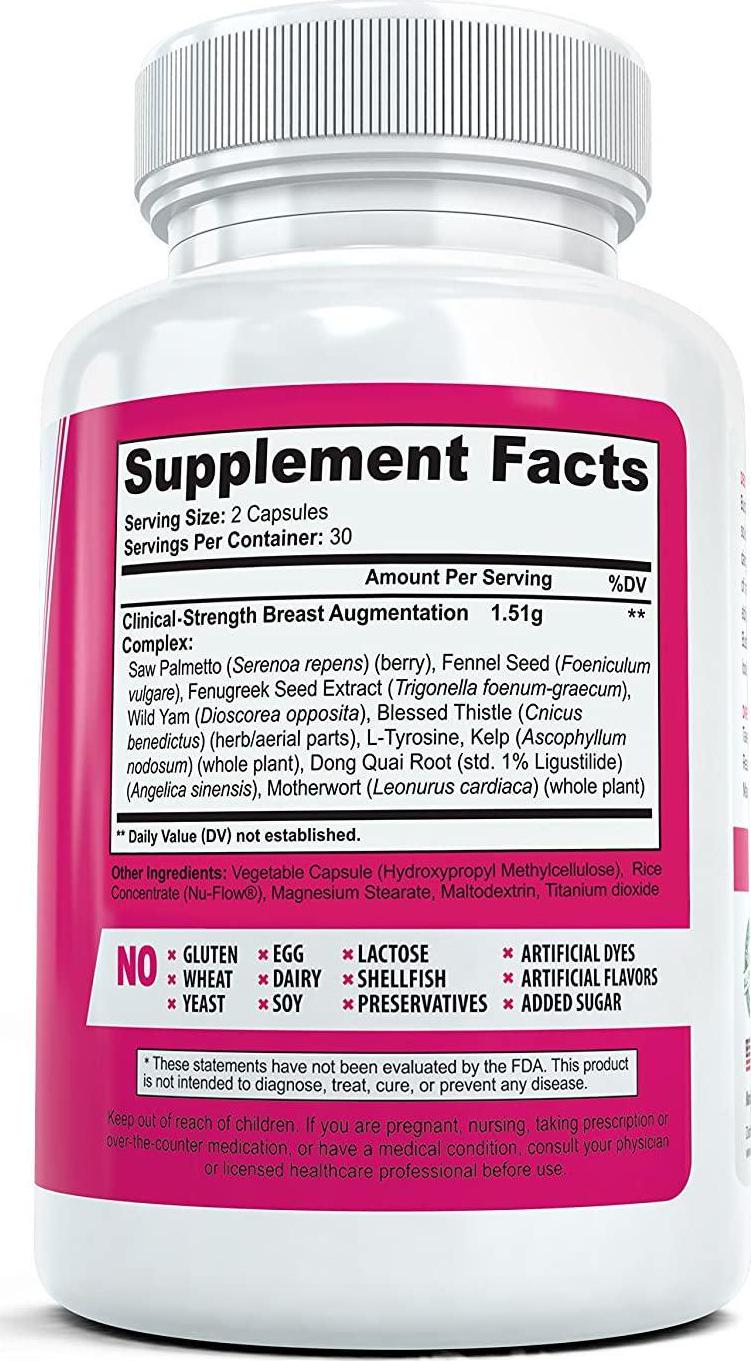 Bustmaxx - All Natural Breast Enhancement and Enlargement Pills (2 Bottles) | Bust Amplification Supplement with Saw Palmetto, Fenugreek and Dong Quai, 120 Count