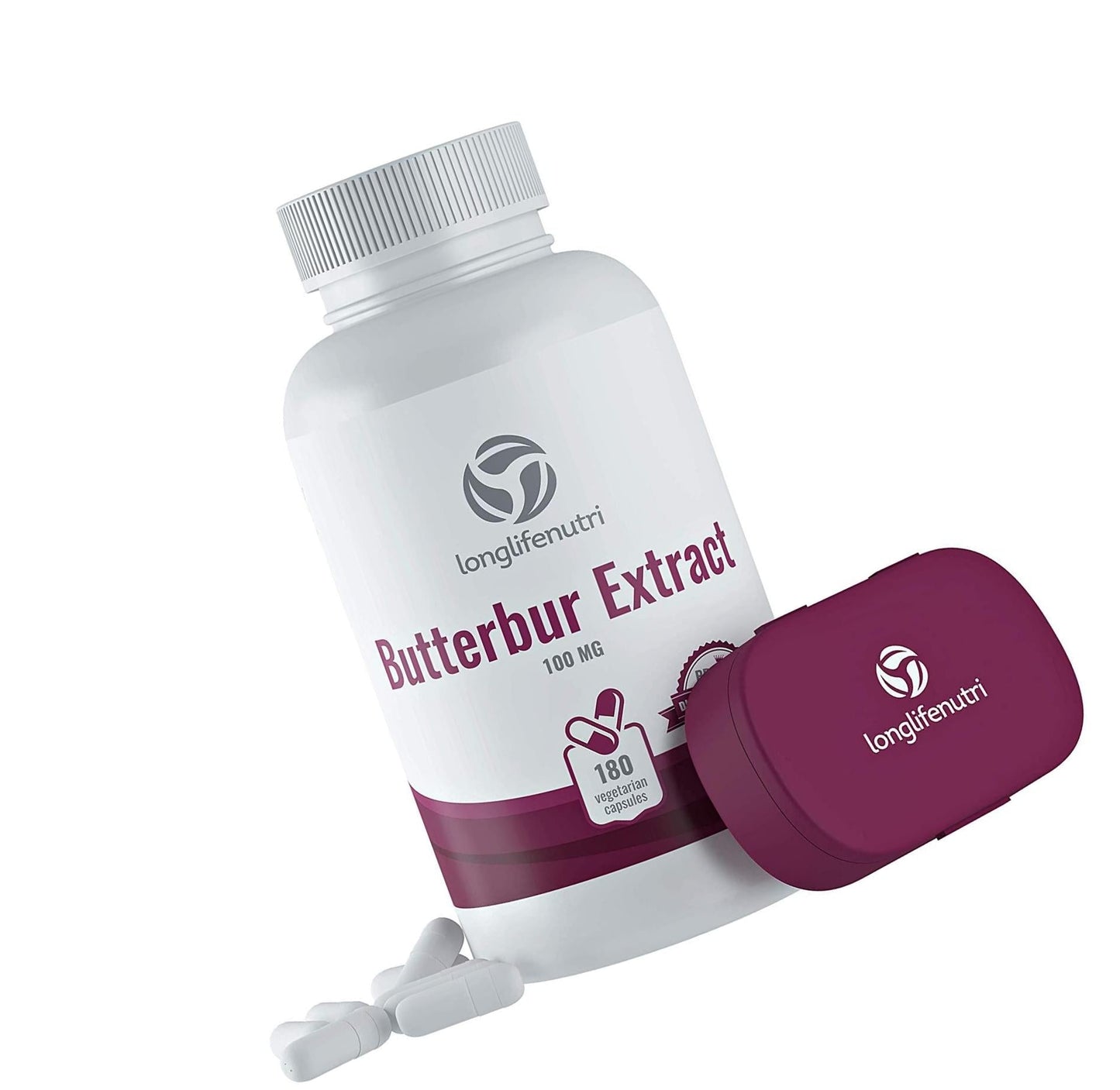 Butterbur Extract 100mg 180 Vegetarian Capsules | Made in USA | Natural Headache Supplement | Migraine and Allergy Relief | Supports Healthy Bladder and Inflammation | 100 mg Pure Powder Pill Formula