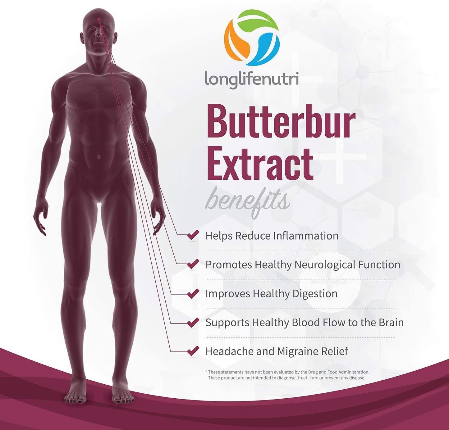 Butterbur Extract 100mg 180 Vegetarian Capsules | Made in USA | Natural Headache Supplement | Migraine and Allergy Relief | Supports Healthy Bladder and Inflammation | 100 mg Pure Powder Pill Formula