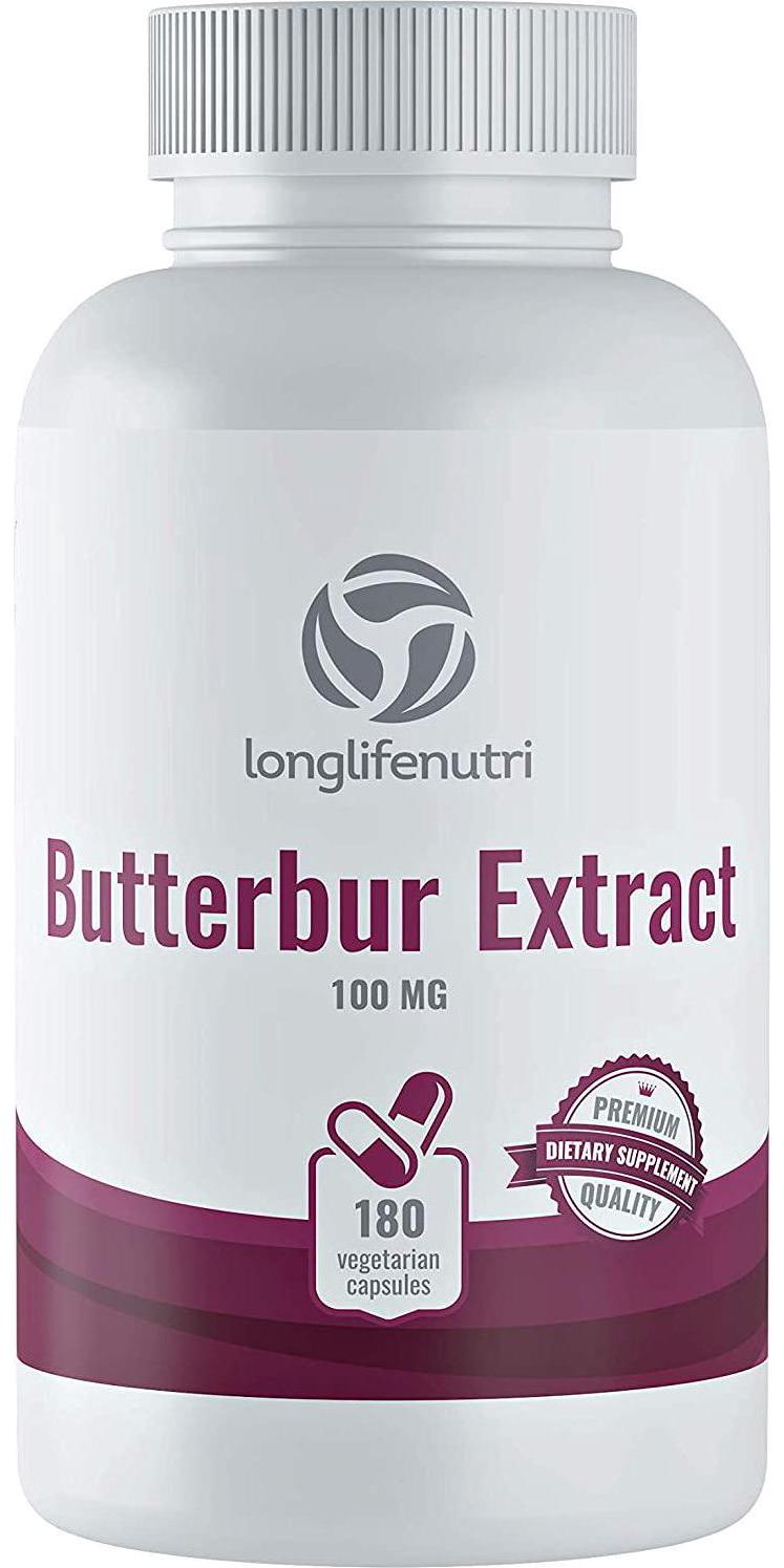 Butterbur Extract 100mg 180 Vegetarian Capsules | Made in USA | Natural Headache Supplement | Migraine and Allergy Relief | Supports Healthy Bladder and Inflammation | 100 mg Pure Powder Pill Formula