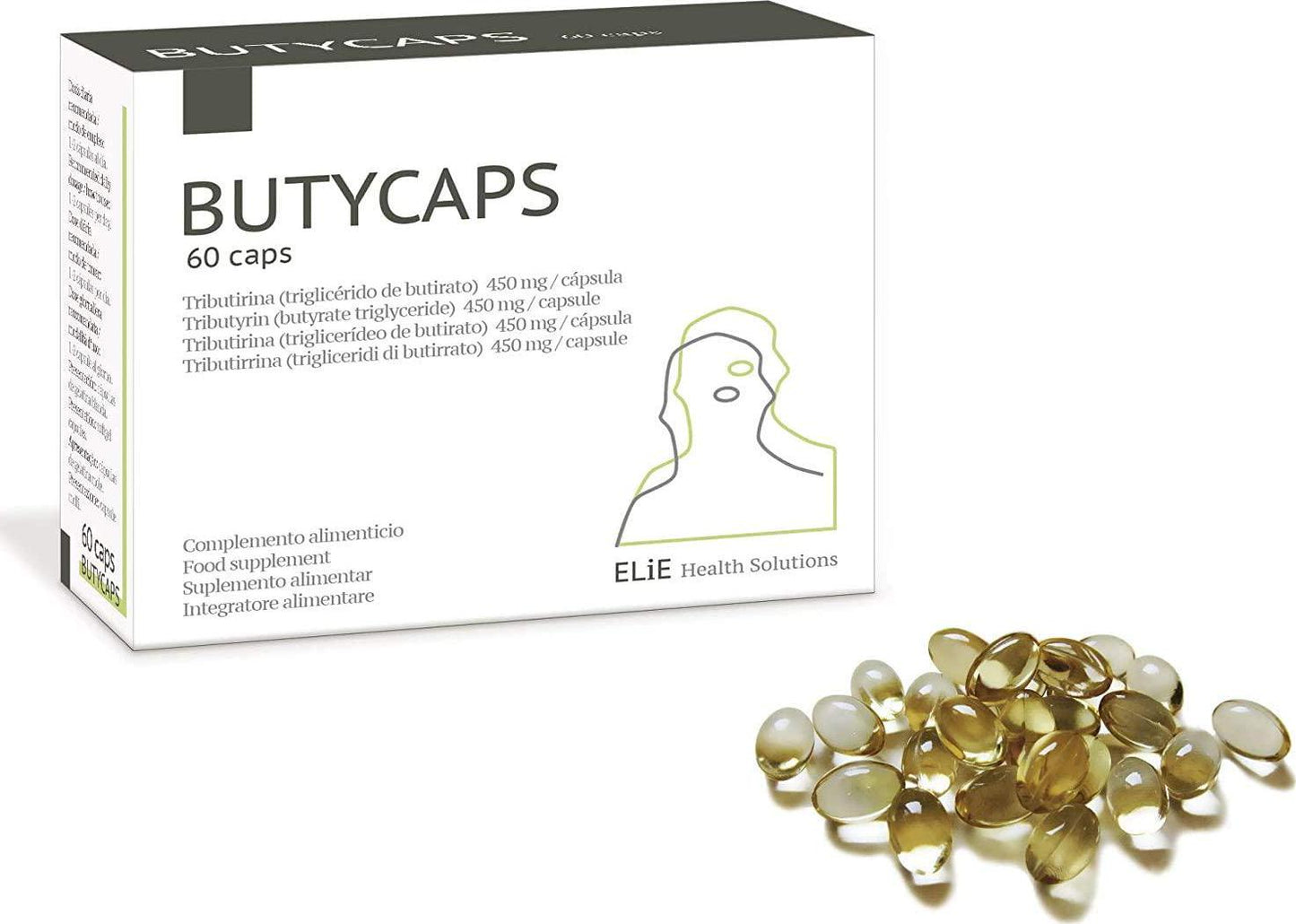 Butycaps - Tributyrin 450 mg - Butyric Acid 394 mg per Capsule - 60 Softgel Capsules