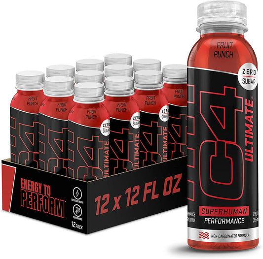 C4 Ultimate Non-Carbonated Zero Sugar Energy Drink, Pre Workout Drink + Beta Alanine, 12 Fl Oz (Pack of 12)