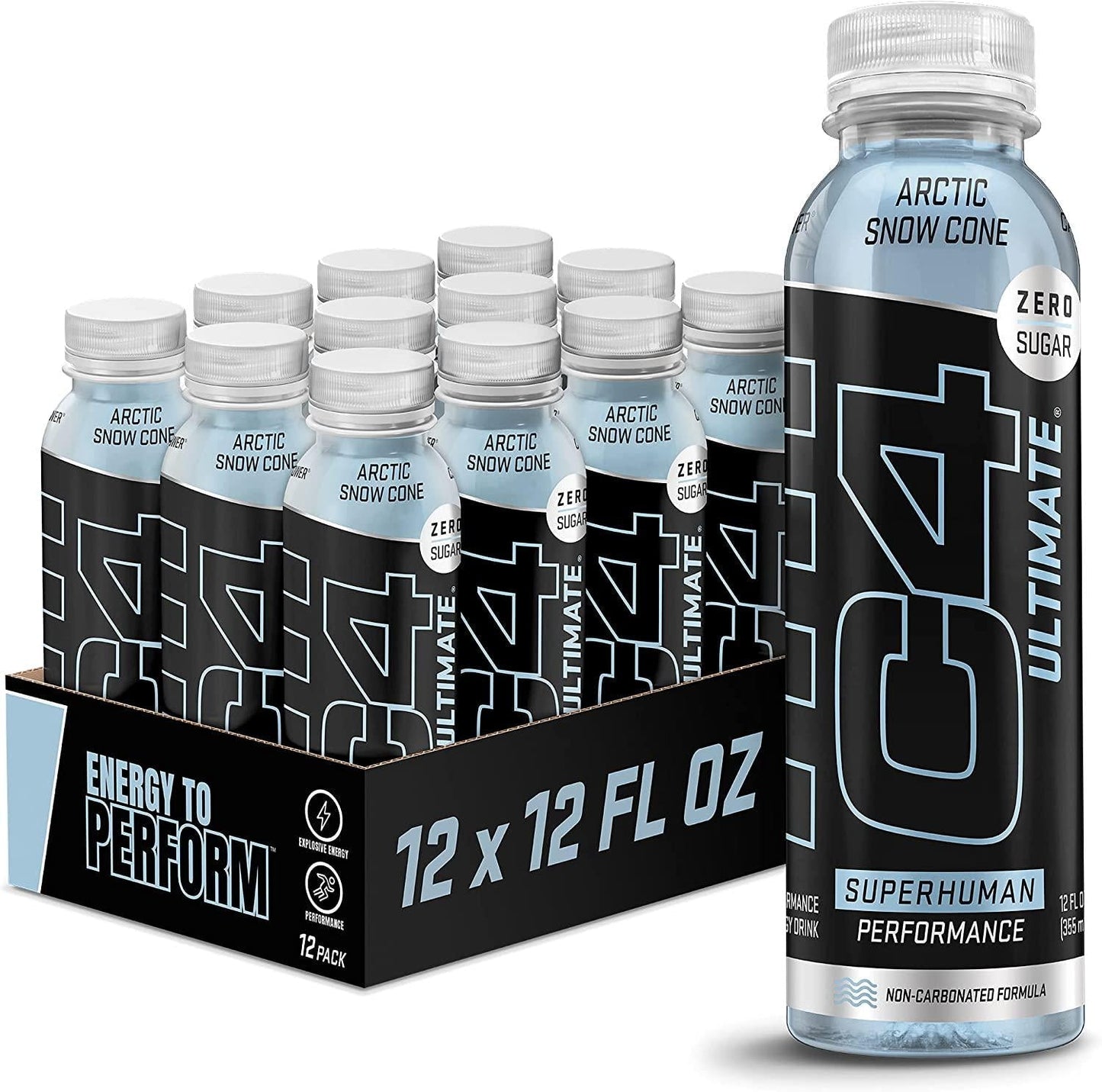 C4 Ultimate Non-Carbonated Zero Sugar Energy Drink, Pre Workout Drink + Beta Alanine, 12 Fl Oz (Pack of 12)