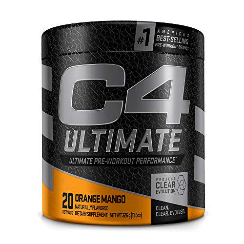 C4 Ultimate Pre Workout Powder Orange Mango - Sugar Free Preworkout Energy Supplement for Men and Women - 300mg Caffeine + 3.2g Beta Alanine + 2 Patented Creatines - 20 Servings