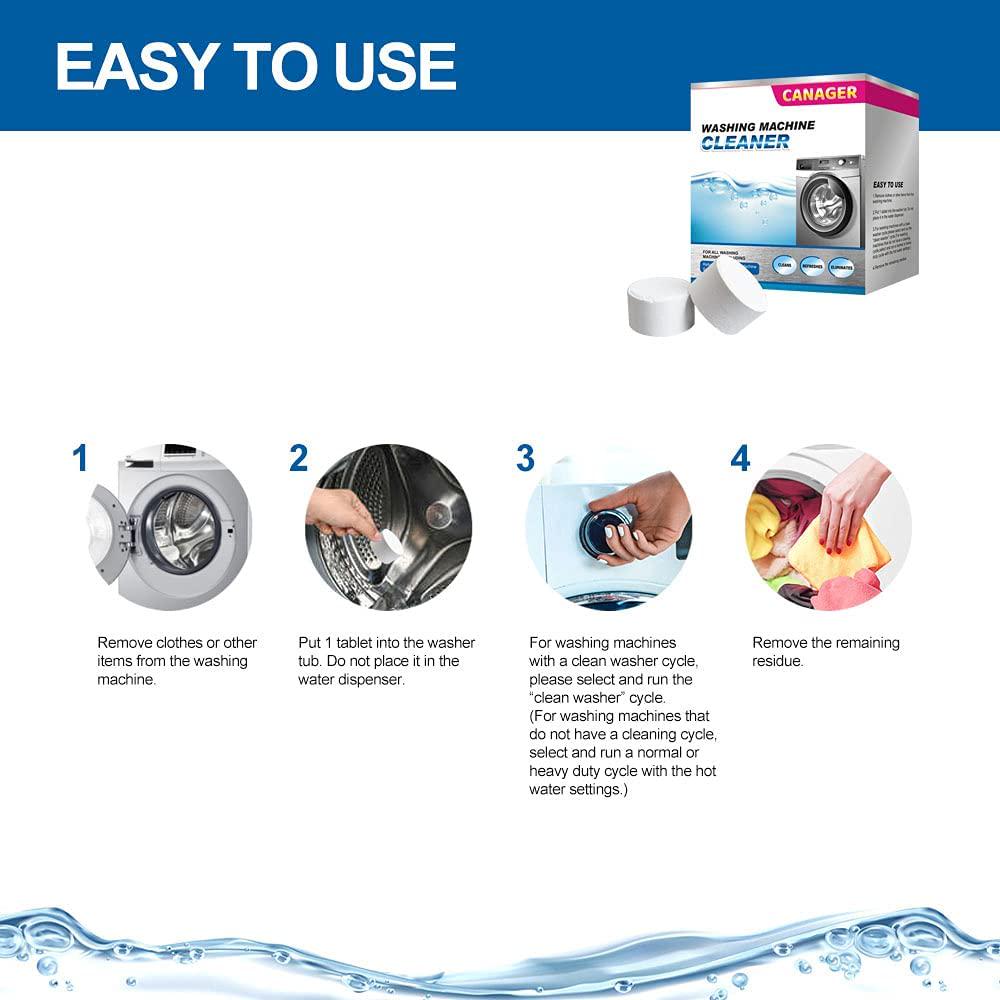 CANAGER Washing Machine Cleaner Tablets, Deeply Cleans Front Loading, Top Loading Washer-6 Tablets