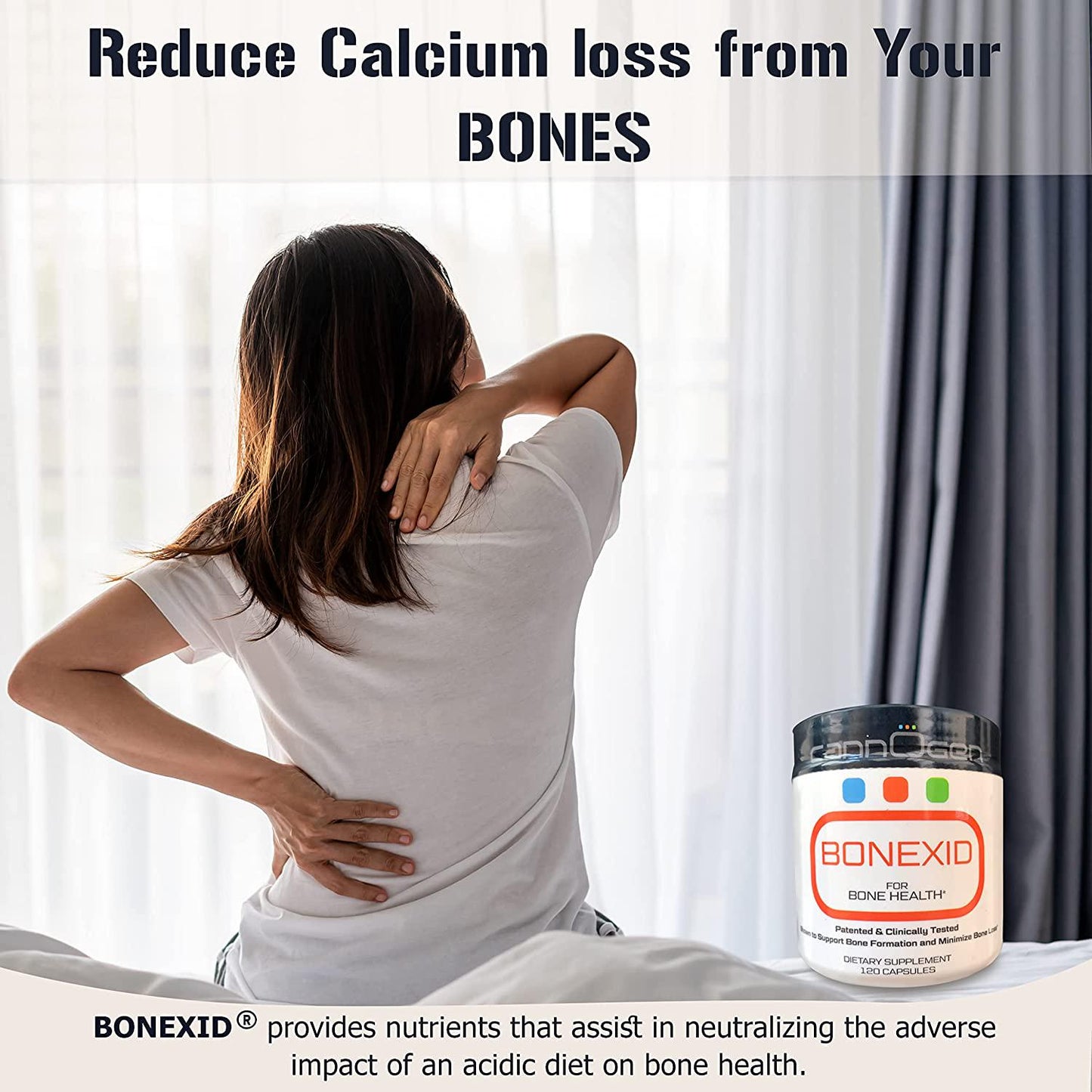 CANNOGEN BONEXID for Bone Health - Organic Vitamin D3, Magnesium and Potassium Supplements for Women and Men - Maintain Bone Health and Decrease Calcium Loss with Bone Strength Supplement - 120 Capsules