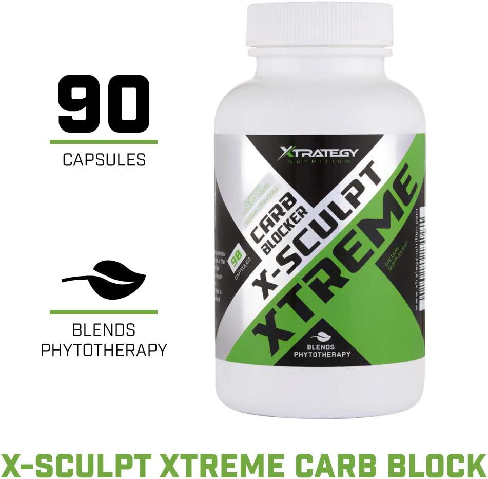 CARB Blocker X-Sculpt Xtreme XTRATEGY Nutrition Natural Blend Chromium, CHITOSAN, GYMNEMA Leaf Powder, White Kidney Beans Powder, Biter Orange Fruit Powder, and More.