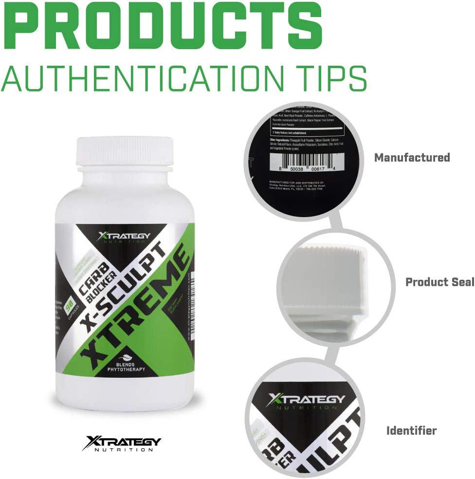 CARB Blocker X-Sculpt Xtreme XTRATEGY Nutrition Natural Blend Chromium, CHITOSAN, GYMNEMA Leaf Powder, White Kidney Beans Powder, Biter Orange Fruit Powder, and More.