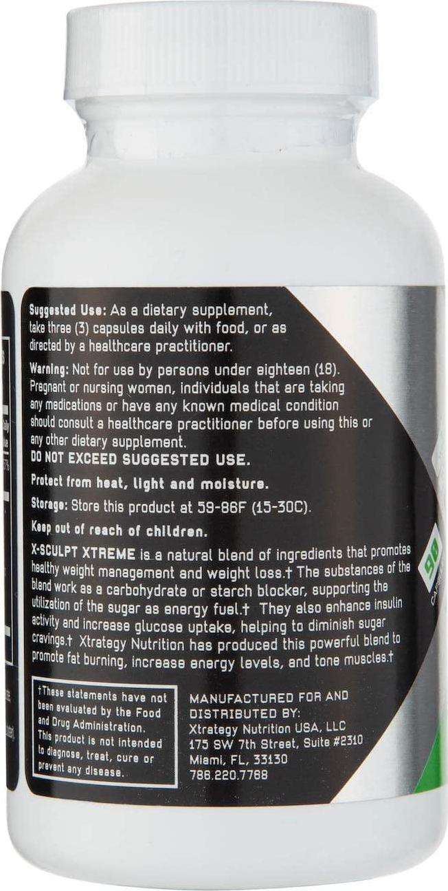 CARB Blocker X-Sculpt Xtreme XTRATEGY Nutrition Natural Blend Chromium, CHITOSAN, GYMNEMA Leaf Powder, White Kidney Beans Powder, Biter Orange Fruit Powder, and More.