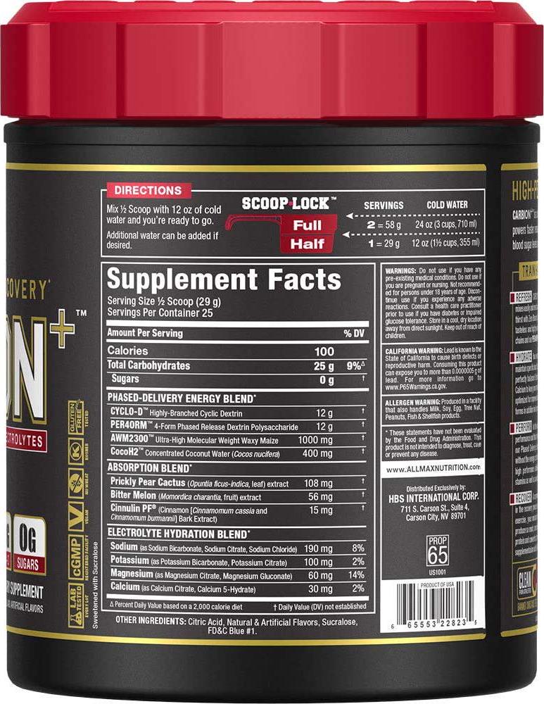 CARBion+ with Electrolytes, Blue Ice Pop, 25.6 oz (725 g), ALLMAX Nutrition
