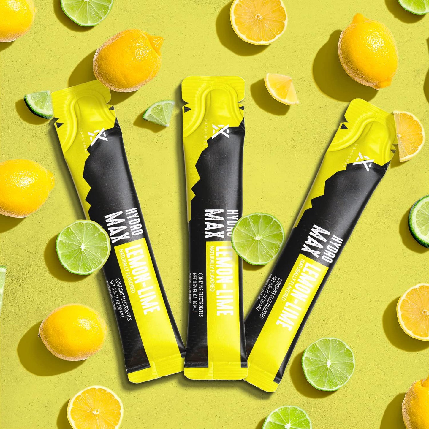 CARDOMAX Hydro Max Liquid Hydration Supplement with Electrolytes, Liquid Water Flavoring Mix, Zero Calories, Sugar-Free, Keto-Friendly - 15 Single Serve Drink Mix Packet Sticks - Lemon Lime Flavor