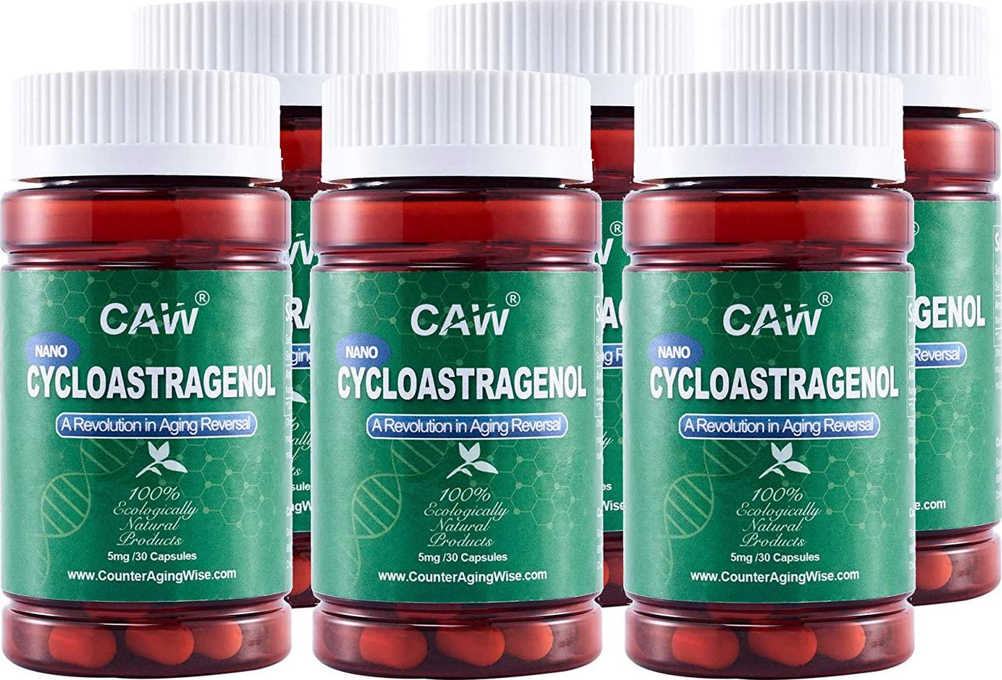 CAW Nano Cycloastragenol | 5Mg 30Enteric-Coated Capsules 6bottles(180caps in Total)
