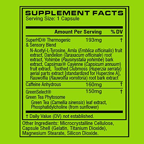 CELLUCOR SuperHD Thermogenic for Men and Women - Body Support, Improve Focus, Increase Energy - Premium Acetyl L-Carnitine, Green Tea Extract, Capsimax Cayenne Pepper, and More - 60 Diet Pills
