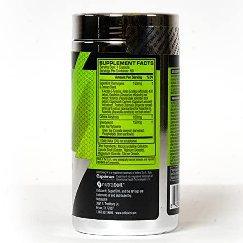 CELLUCOR SuperHD Thermogenic for Men and Women - Body Support, Improve Focus, Increase Energy - Premium Acetyl L-Carnitine, Green Tea Extract, Capsimax Cayenne Pepper, and More - 60 Diet Pills