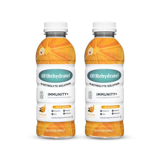 CF Nutrition CF(Rehydrate) Immunity+ Electrolyte Solution, Clinical Hydration and Immune System Support, Includes Zinc, Magnesium, Vitamin C, and Vitamin D, Orange, 16.9 Fl Oz (Pack of 2)