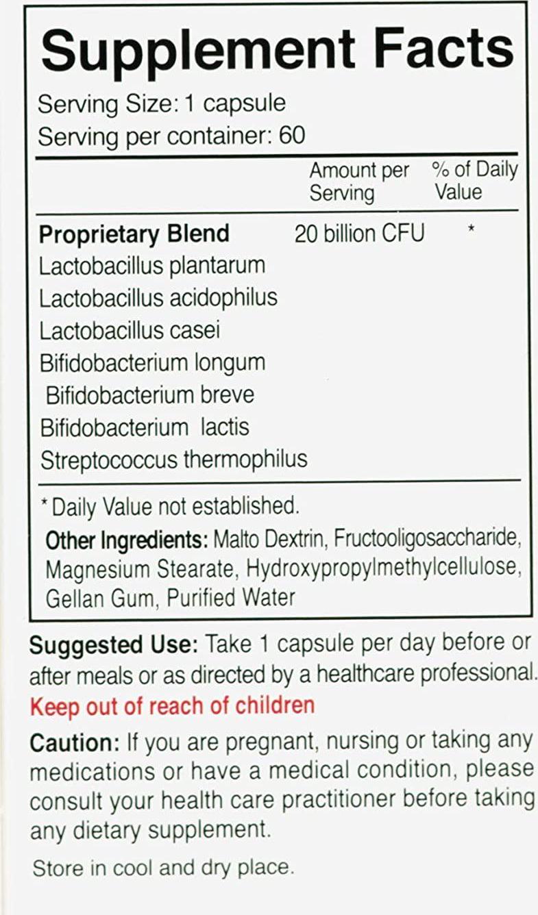 CGM-LABS Probiotics, 20 Billion Live Cells, Premium Enteric Coated Veg Caps for Women, Men