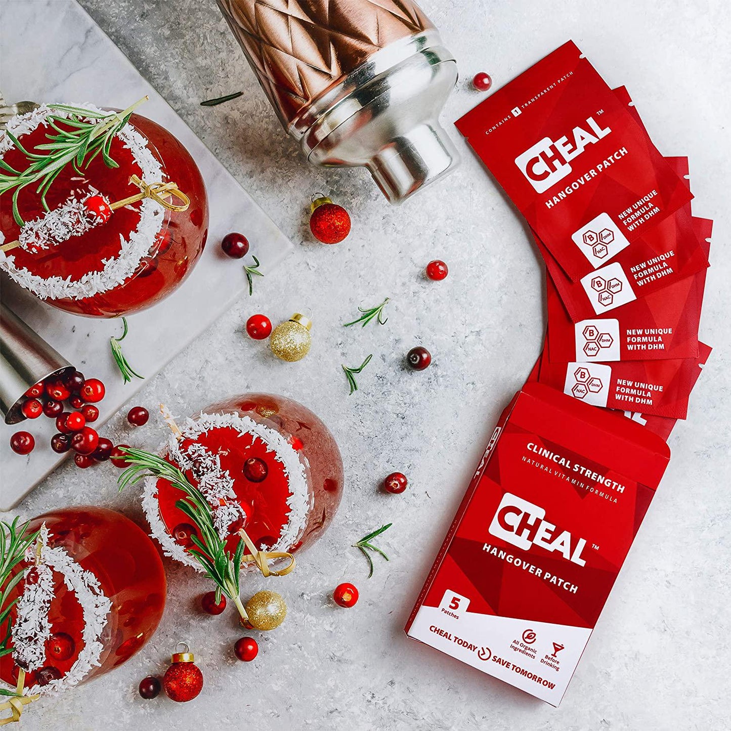 CHEAL Hangover Patch with DHM - 5 Patches | Natural Formula | Strong Help Against Hangover