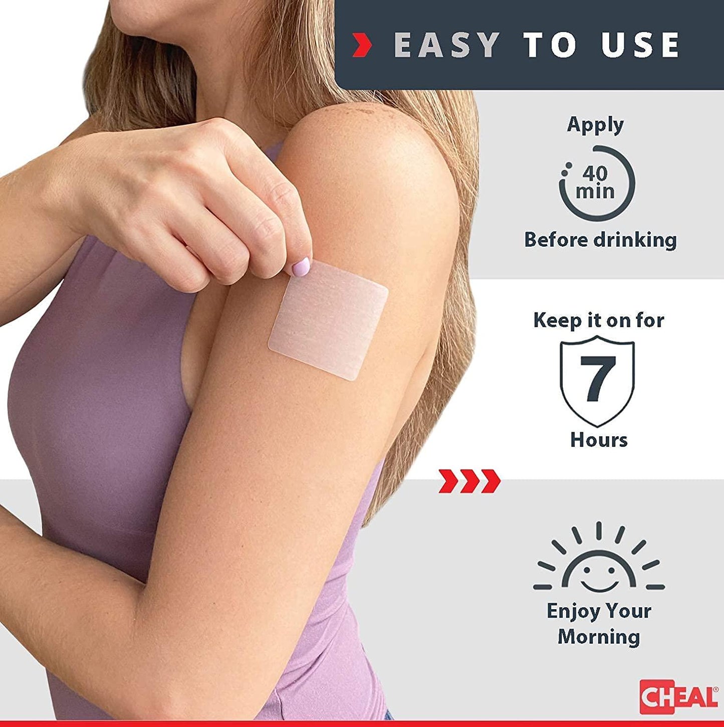 CHEAL Hangover Patch with DHM - 5 Patches | Natural Formula | Strong Help Against Hangover