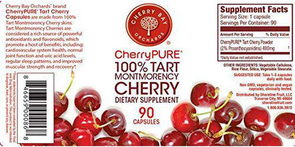 CHERRY BAY ORCHARDS Cherrypure 100% Tart Cherry 90 Capsules, 0.02 Pound