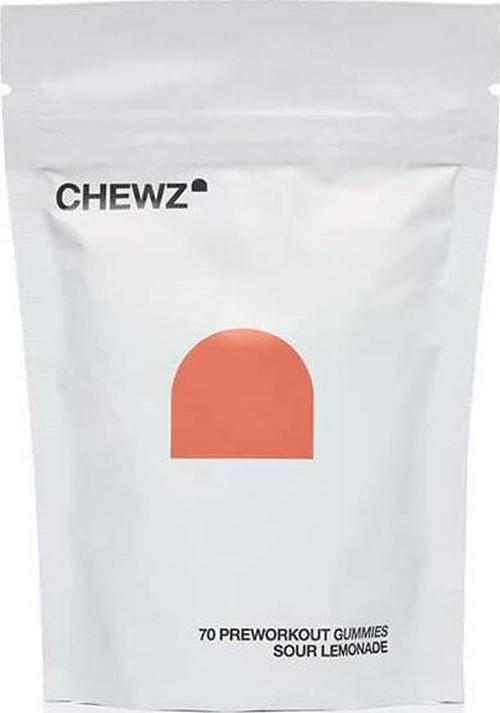 CHEWZ Pre Workout Gummies - Sour Lemonade | Beta Alanine | Caffeine | L-Citrulline | L-Tyrosine | Vitamin B | Vitamin D | Pre-Workout | 70 Gummies Per Pack - 14+ Servings