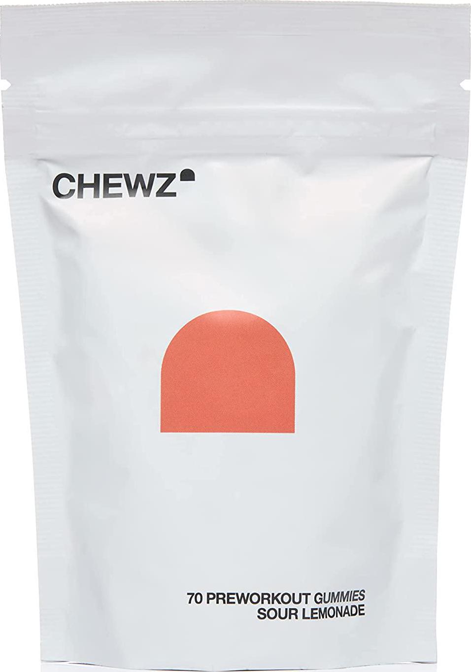 CHEWZ Pre Workout Gummies - Sour Lemonade | Beta Alanine | Caffeine | L-Citrulline | L-Tyrosine | Vitamin B | Vitamin D | Pre-Workout | 70 Gummies Per Pack - 14+ Servings