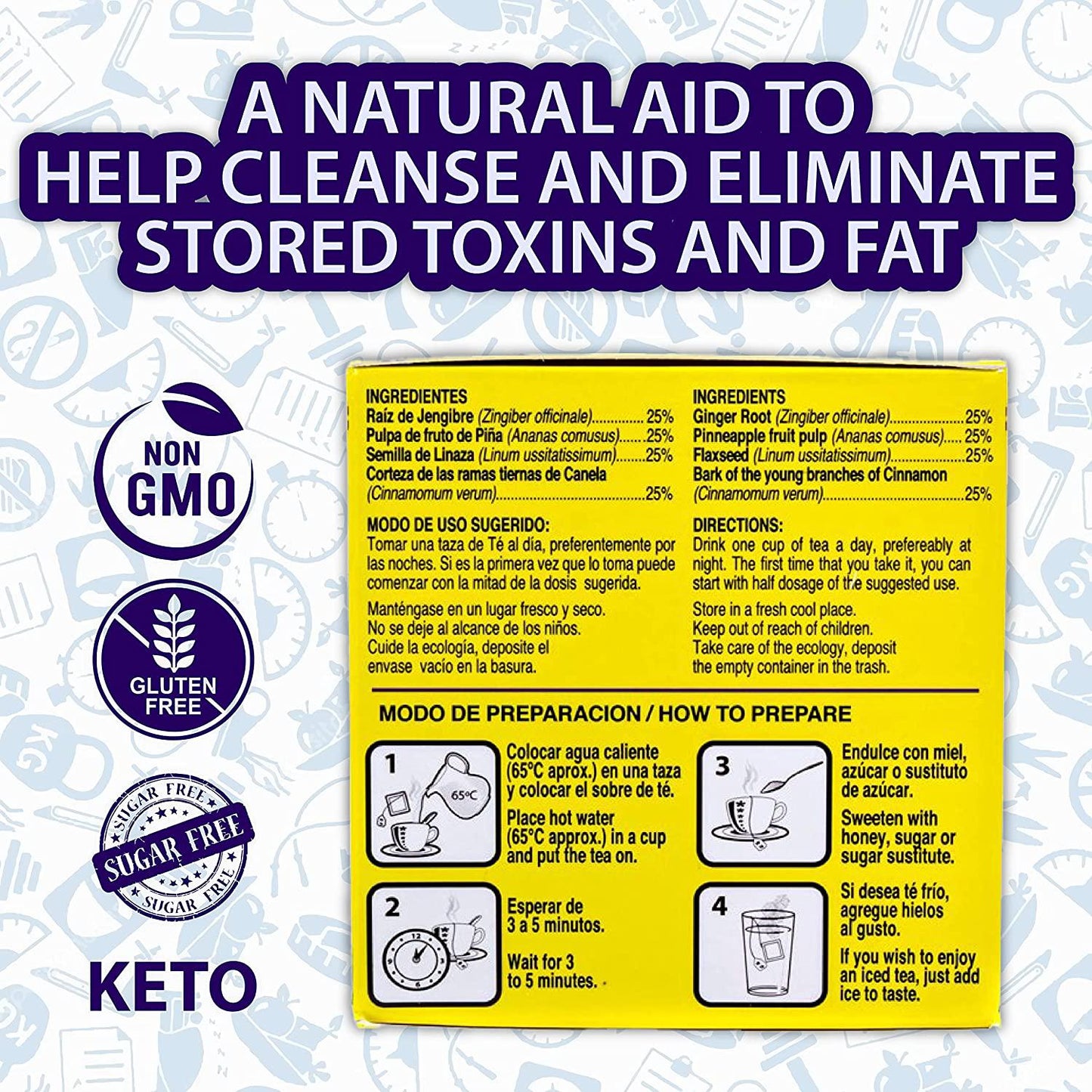 CHUPA PANZA Tea Detox and Herbal Weight Loss Slimming with Ginger Root, Pineapple Cinnamon to Control Weight, Lose Belly Fat Clear Skin - 6-Pack (30/Box 180 total) Kinara Coaster 3.17 Ounce(Pack 6)