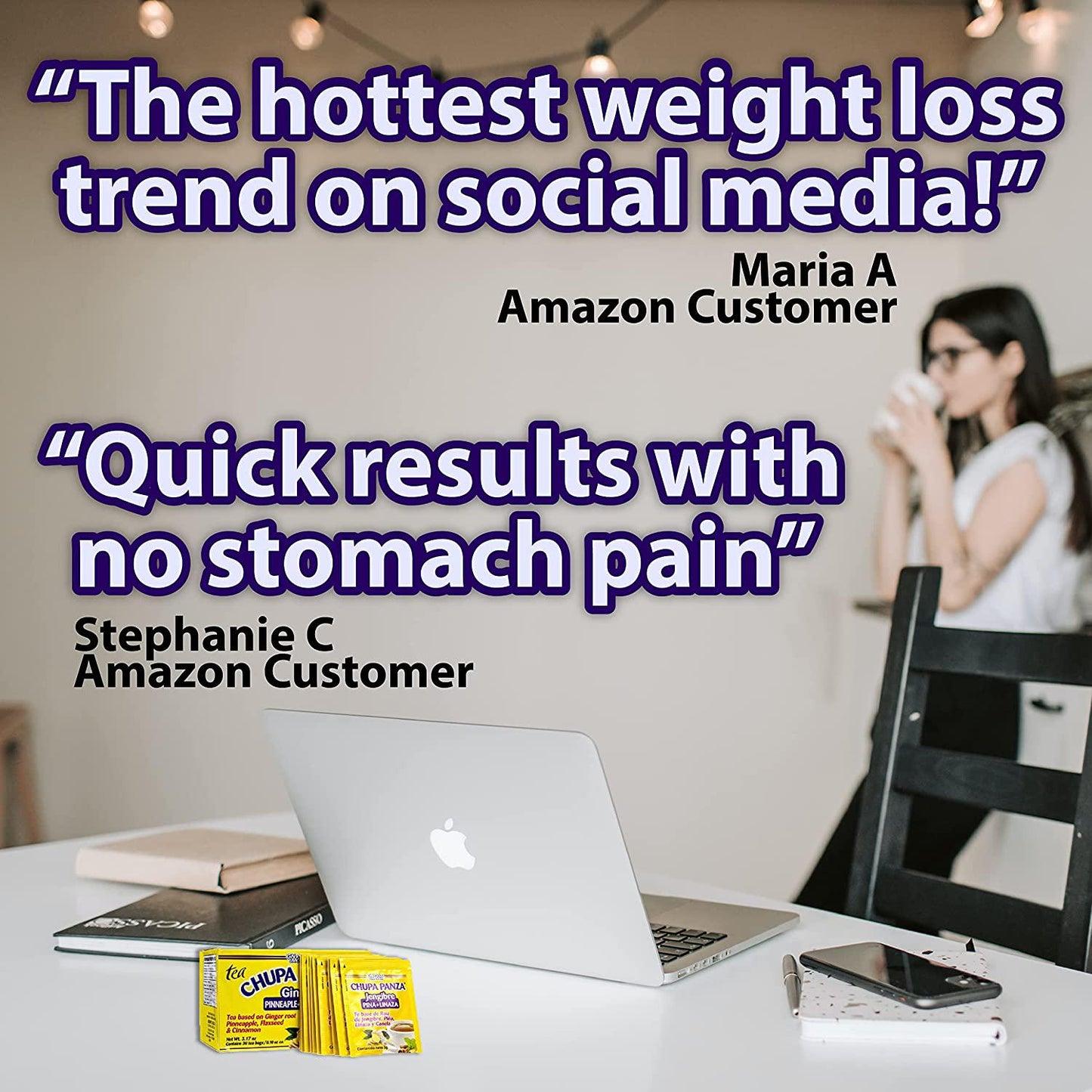 CHUPA PANZA Tea Detox and Herbal Weight Loss Slimming with Ginger Root, Pineapple Cinnamon to Control Weight, Lose Belly Fat Clear Skin - 6-Pack (30/Box 180 total) Kinara Coaster 3.17 Ounce(Pack 6)