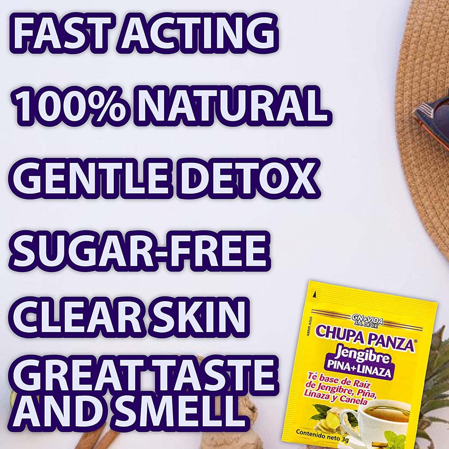 CHUPA PANZA Tea Detox and Herbal Weight Loss Slimming with Ginger Root, Pineapple Cinnamon to Control Weight, Lose Belly Fat Clear Skin - 6-Pack (30/Box 180 total) Kinara Coaster 3.17 Ounce(Pack 6)