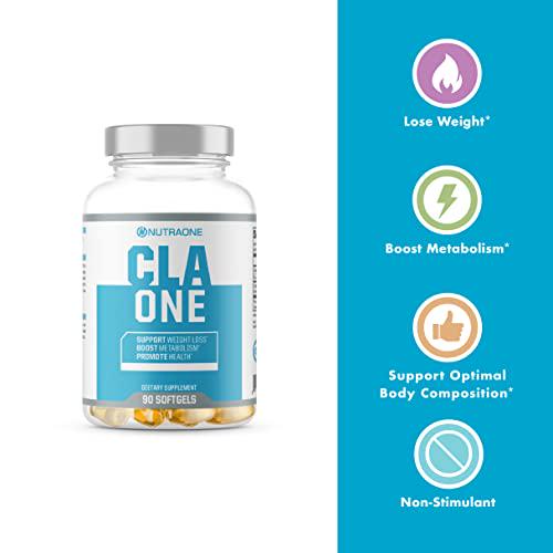 CLAOne Weight Management Supplement from NutraOne Nutrition Conjugated Linoleic Acid (CLA) Natural Weight Loss Support Aid* (90 Capsules)