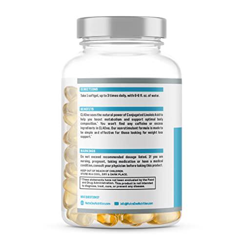 CLAOne Weight Management Supplement from NutraOne Nutrition Conjugated Linoleic Acid (CLA) Natural Weight Loss Support Aid* (90 Capsules)