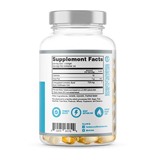 CLAOne Weight Management Supplement from NutraOne Nutrition Conjugated Linoleic Acid (CLA) Natural Weight Loss Support Aid* (90 Capsules)