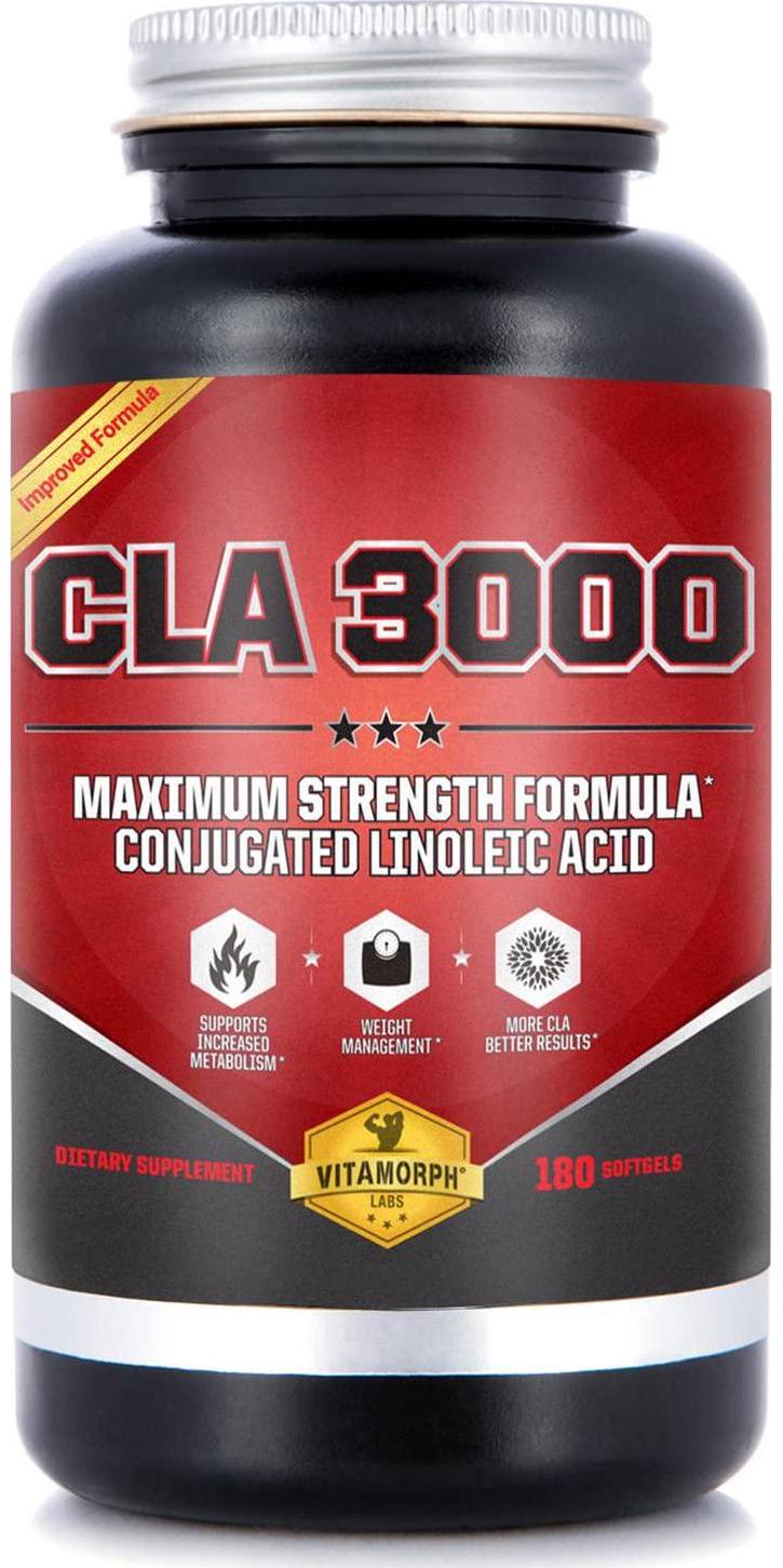 CLA 3000 - CLA Safflower Oil for Metabolism and Weight Loss Management, Maximum Strength Conjugated Linoleic Acid, Stimulant-Free Non-GMO Safflower Cla by Vitamorph Labs - 180 Softgels