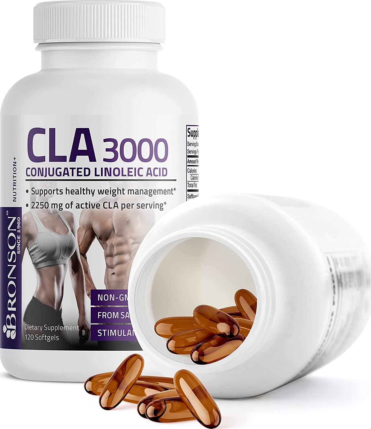 CLA 3000 Extra High Potency Naturally Supports Healthy Weight Management, Increase Lean Muscle Mass - Non-Stimulating Conjugated Linoleic Acid, Non GMO 100% Safflower Oil, 120 Softgels