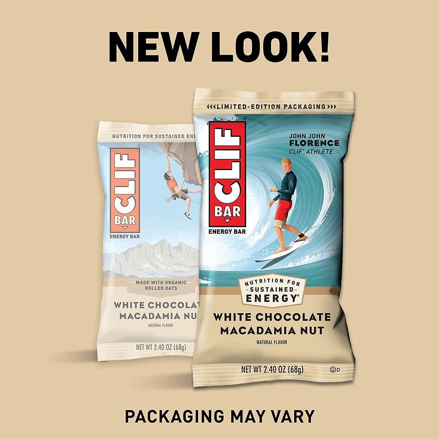 CLIF BARS - Energy Bars - White Chocolate Macadamia Nut Flavor - Made with Organic Oats - Plant Based Food - Vegetarian - Kosher (2.4 Ounce Protein Bars, 12 Count) Packaging May Vary