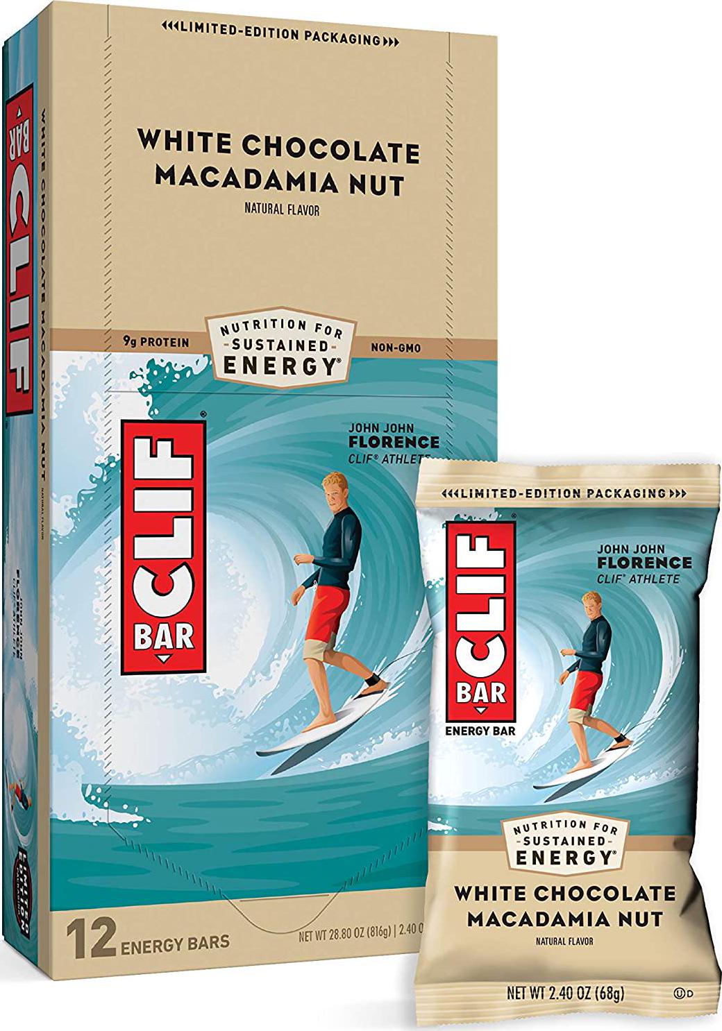CLIF BARS - Energy Bars - White Chocolate Macadamia Nut Flavor - Made with Organic Oats - Plant Based Food - Vegetarian - Kosher (2.4 Ounce Protein Bars, 12 Count) Packaging May Vary