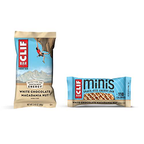 CLIF BARS - White Chocolate Macadamia - 10 Full Size and 10 Mini Energy Bars - Made with Organic Oats - Plant Based - Vegetarian - Kosher (2.4oz and 0.99oz Protein Bars, 20 Count) Exclusive