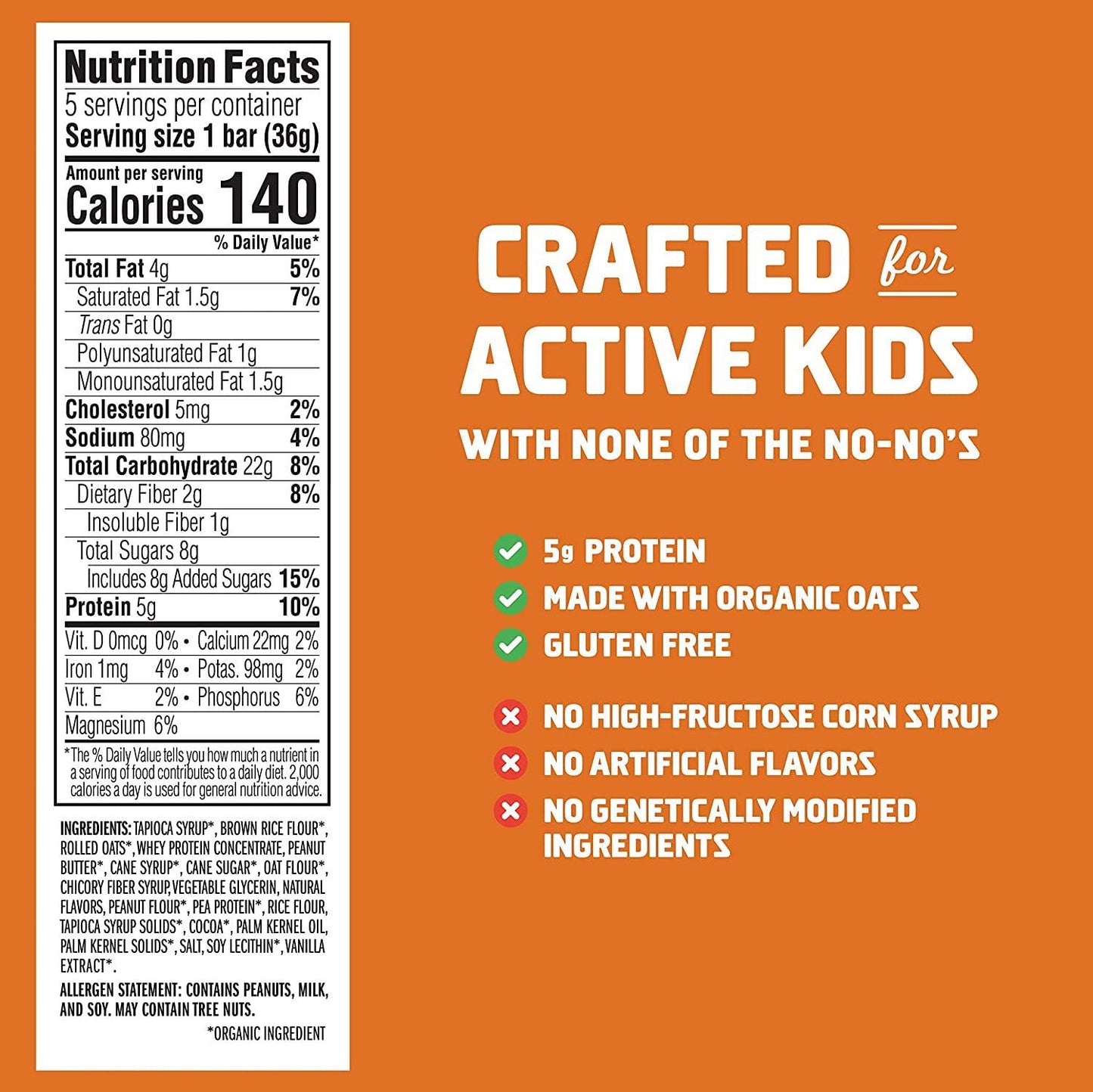 CLIF KID ZBAR - Protein Granola Bars - Peanut Butter Chocolate Flavor - Non-GMO - Organic -Lunch Box Snacks (1.27 Ounce Energy Bars, 5 Count)