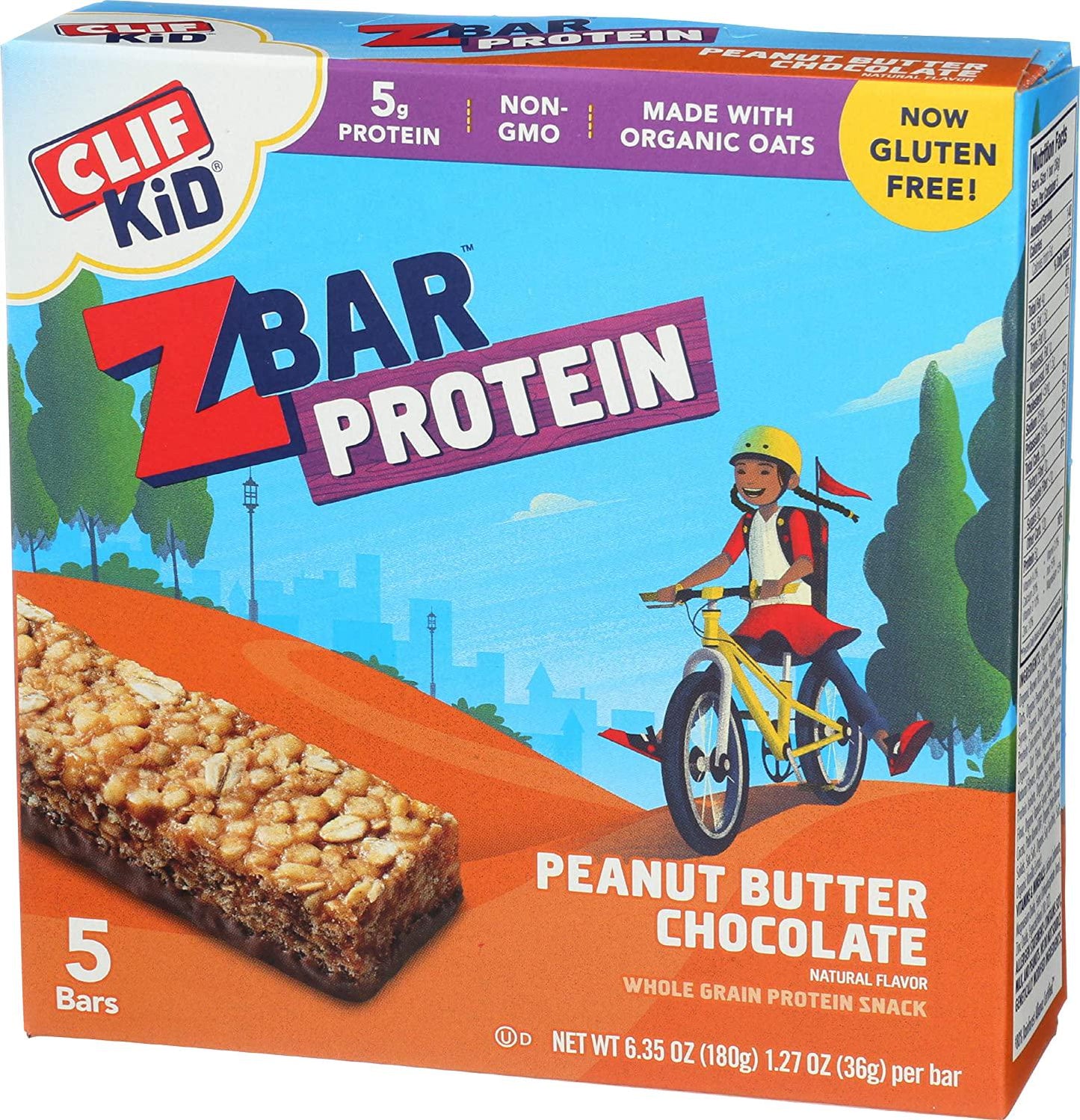 CLIF KID ZBAR - Protein Granola Bars - Peanut Butter Chocolate Flavor - Non-GMO - Organic -Lunch Box Snacks (1.27 Ounce Energy Bars, 5 Count)