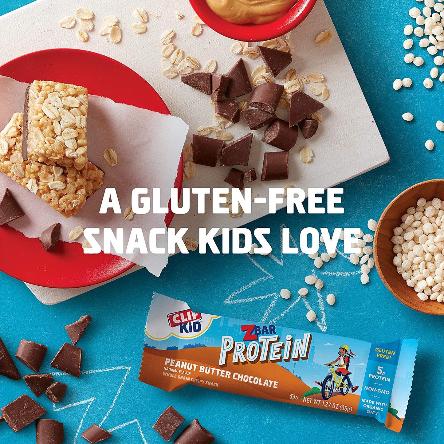 CLIF KID ZBAR - Protein Granola Bars - Peanut Butter Chocolate Flavor - Non-GMO - Organic -Lunch Box Snacks (1.27 Ounce Energy Bars, 5 Count)