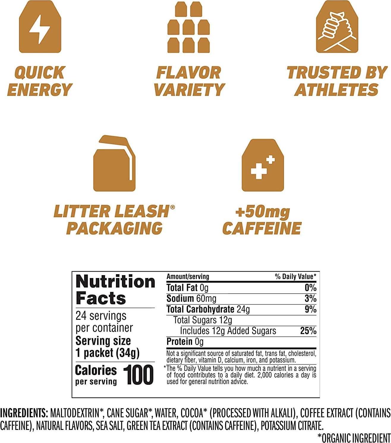 CLIF SHOT - Energy Gels - Mocha- Non-GMO - Non-Caffienated - Fast Carbs for Energy - High Performance and Endurance - Fast Fuel for Cycling and Running (1.2 Ounce Packet, 48 Count)