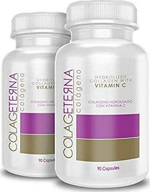 COLAGETERNA (2 Bottles) Hydrolyzed Collagen with Vitamin C Colageno hidrolizado