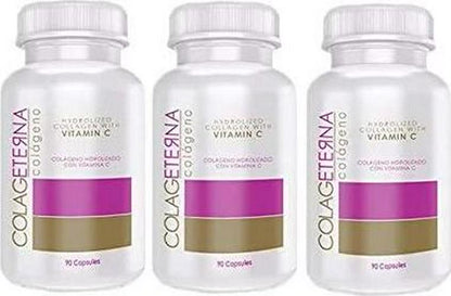 COLAGETERNA (2 Bottles) Hydrolyzed Collagen with Vitamin C Colageno hidrolizado