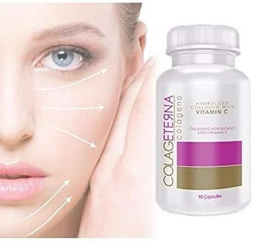 COLAGETERNA (2 Bottles) Hydrolyzed Collagen with Vitamin C Colageno hidrolizado